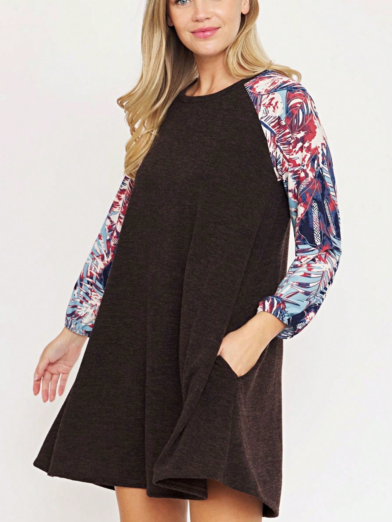 Boho Retro Classic Cap Sleeve Raglan Contrast  Stripe Green Red Navy Pink Grey Tunic Dress