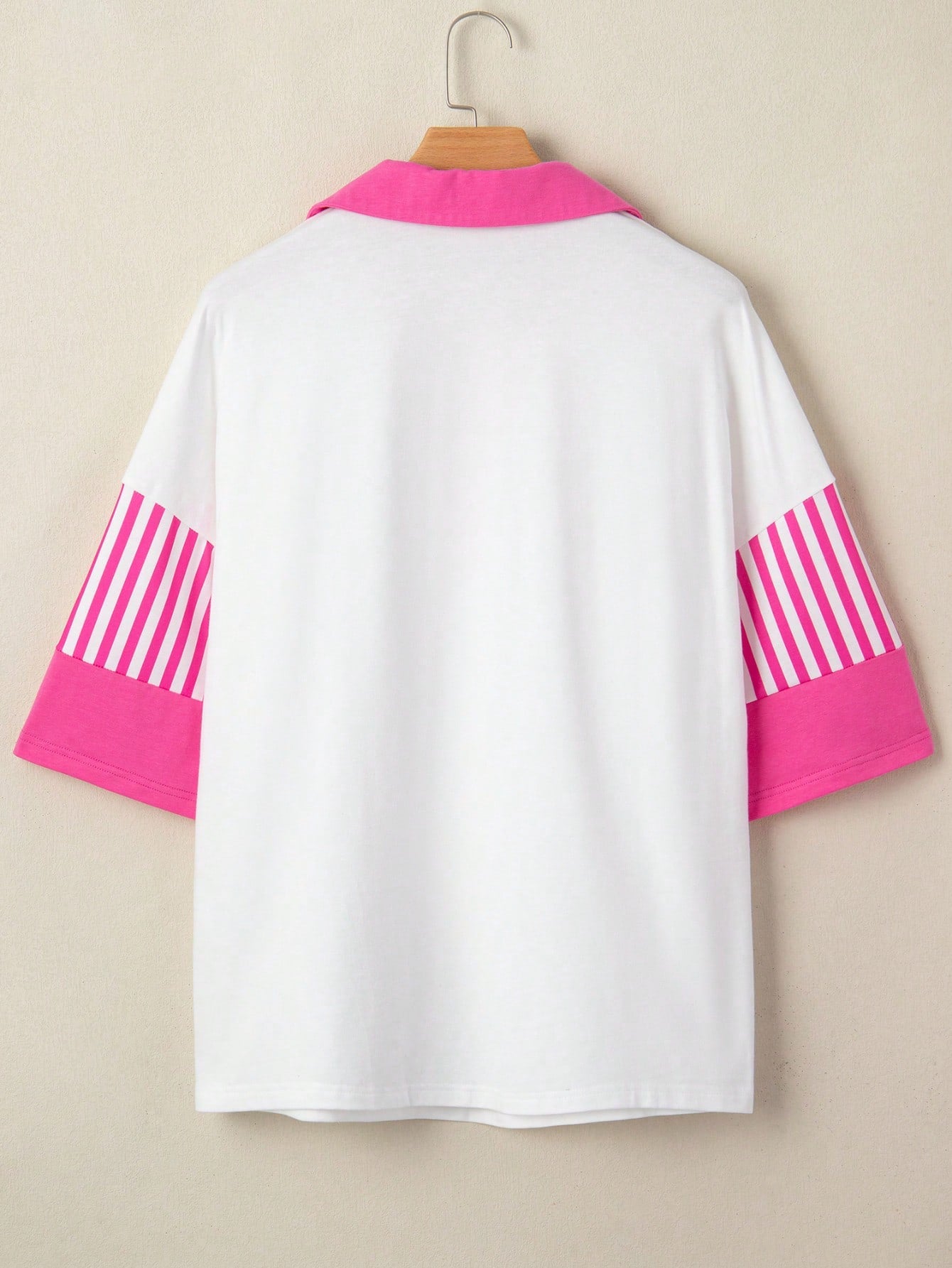 Boho Retro Vintage 90's Stripe Cotton Drop Shoulder Over Size V Neck Rugby  Preppy Shirt  Top Pullover Sweater
