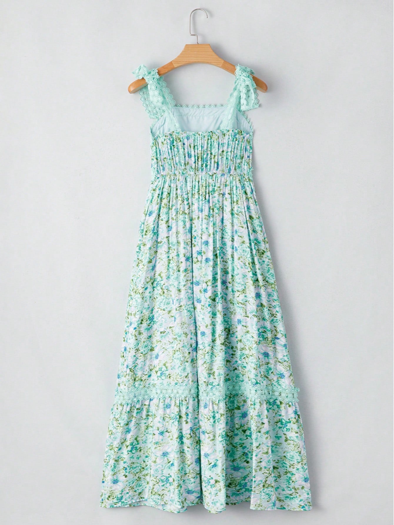 Boho Vacation Blue  Elegant Classic Tiered Maxi Long Shirt  Dress With Belt  Versatile Summer Dress For Women