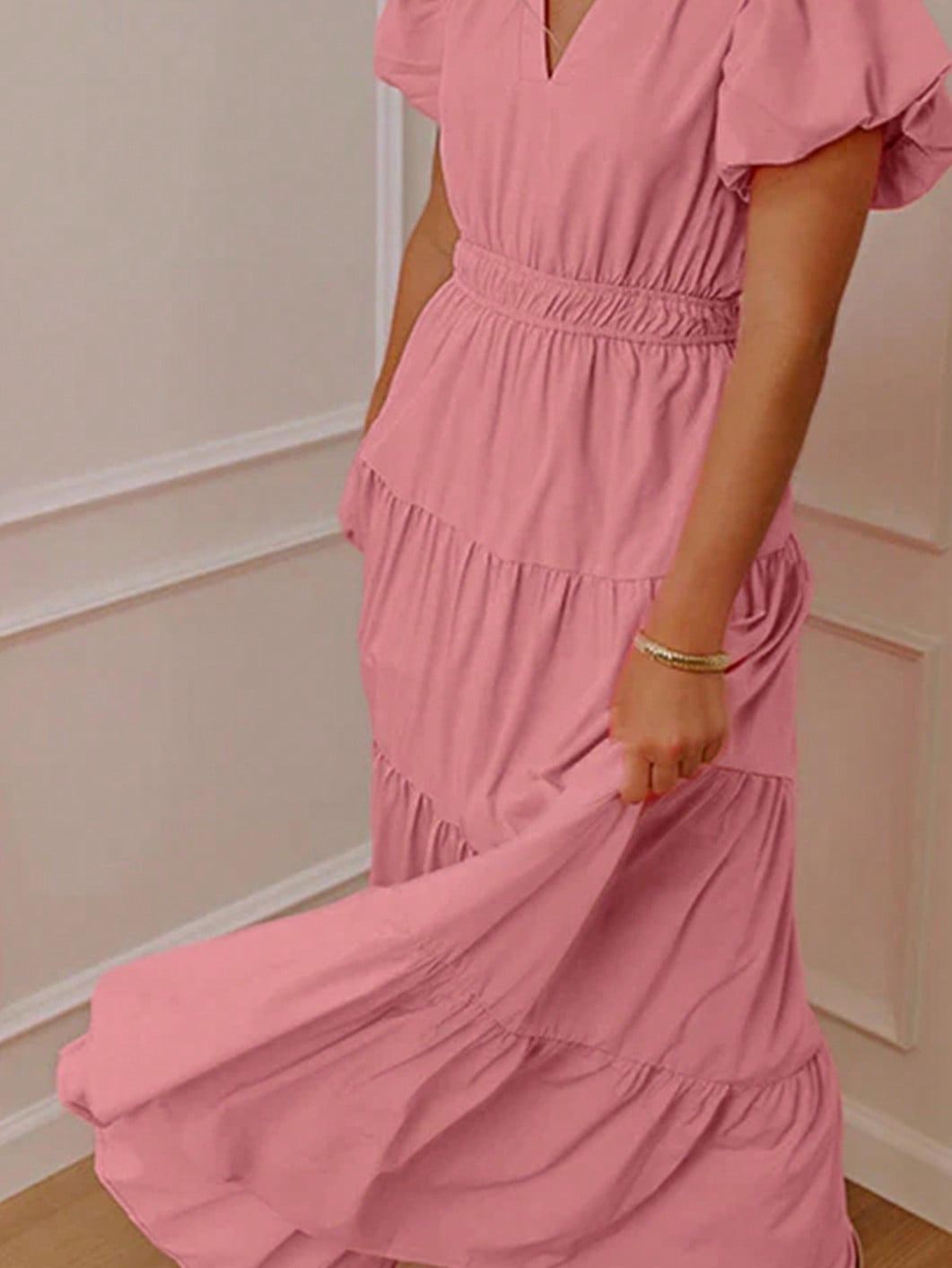 Boho Vacation Blue  Elegant Classic Tiered Maxi Long Shirt  Dress With Belt  Versatile Summer Dress For Women