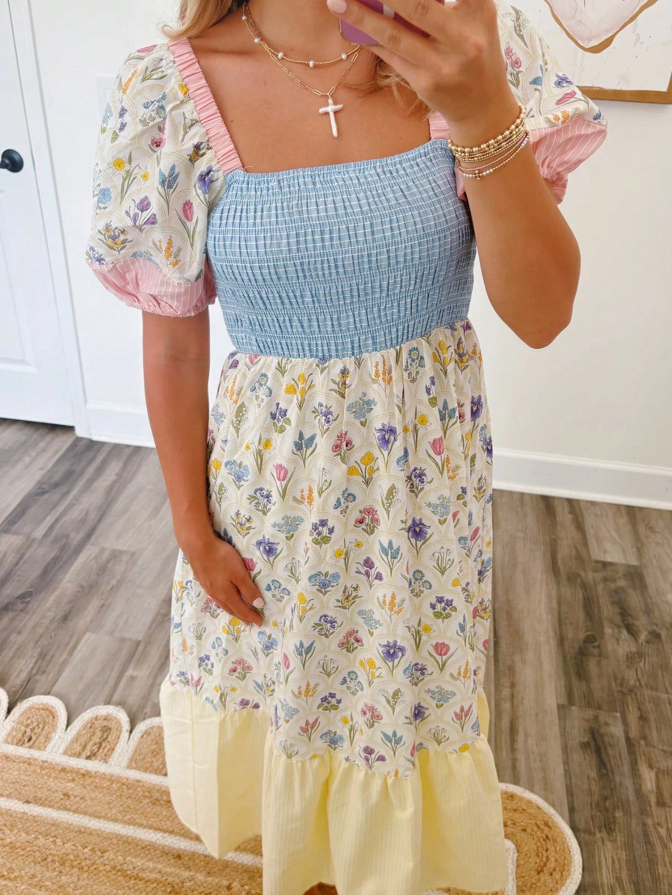 Boho Vacation Blue  Elegant Classic Tiered Maxi Long Shirt  Dress With Belt  Versatile Summer Dress For Women