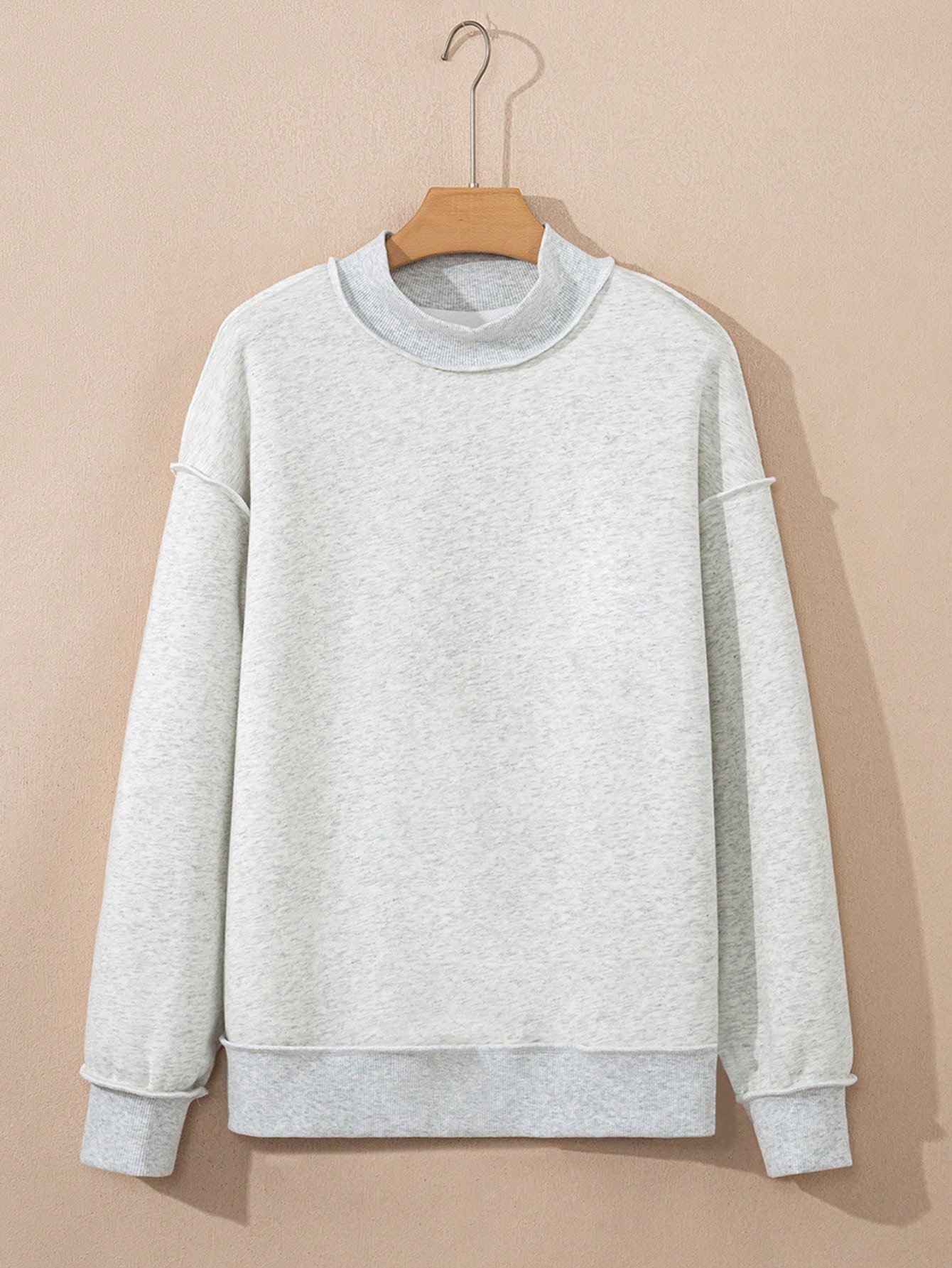 Mock Neck Boho Retro 60's Cotton Drop Shoulder Mock Neck Oversized Mock Neck DolmanTop  SweatShirt