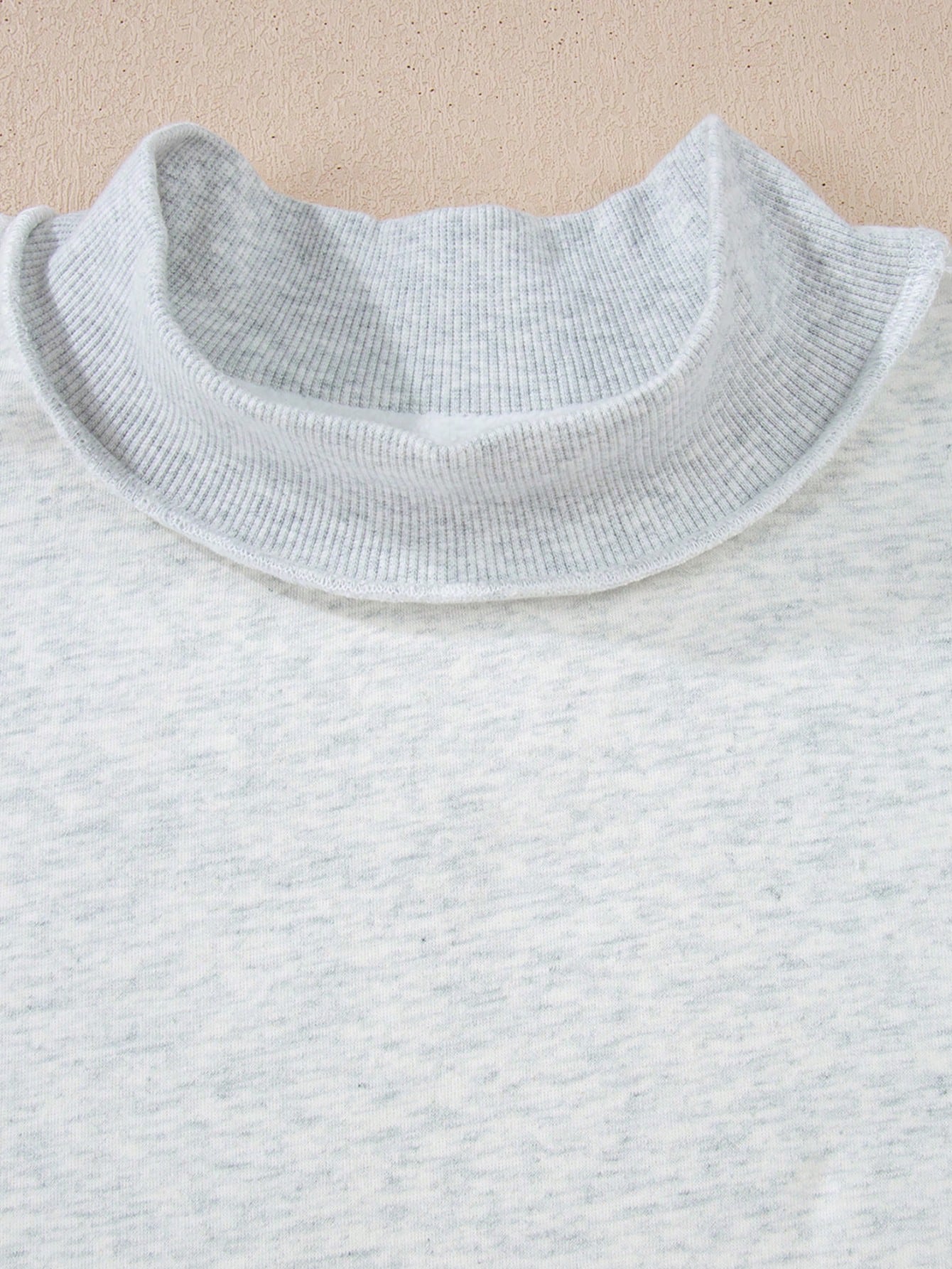 Boho Retro 60's Cotton MixOversize Drop Shoulder Reversible Mock Neck Sweatshirt