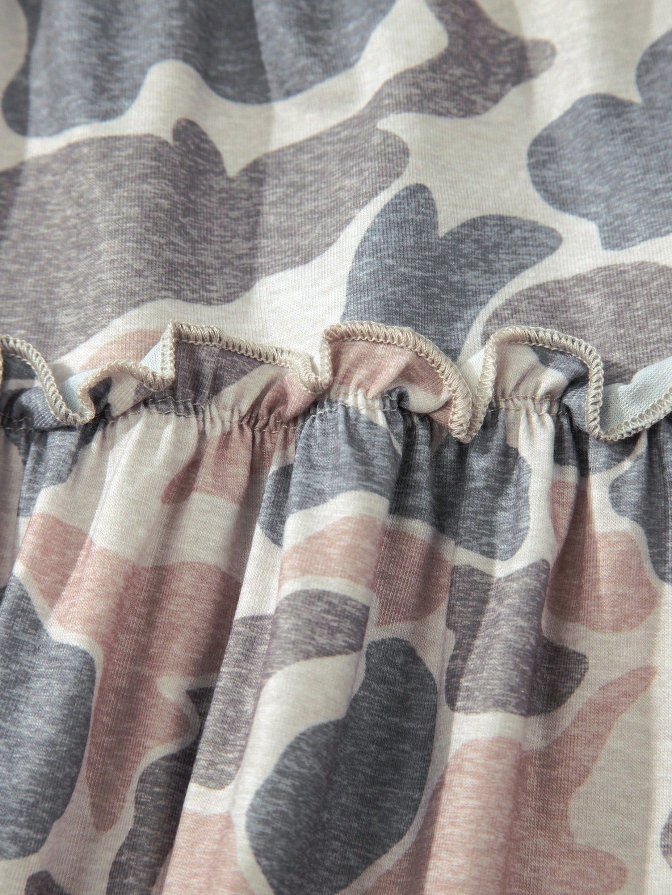 Tiered Camo Wide Leg  Draw String Soft Long Lounge Pants