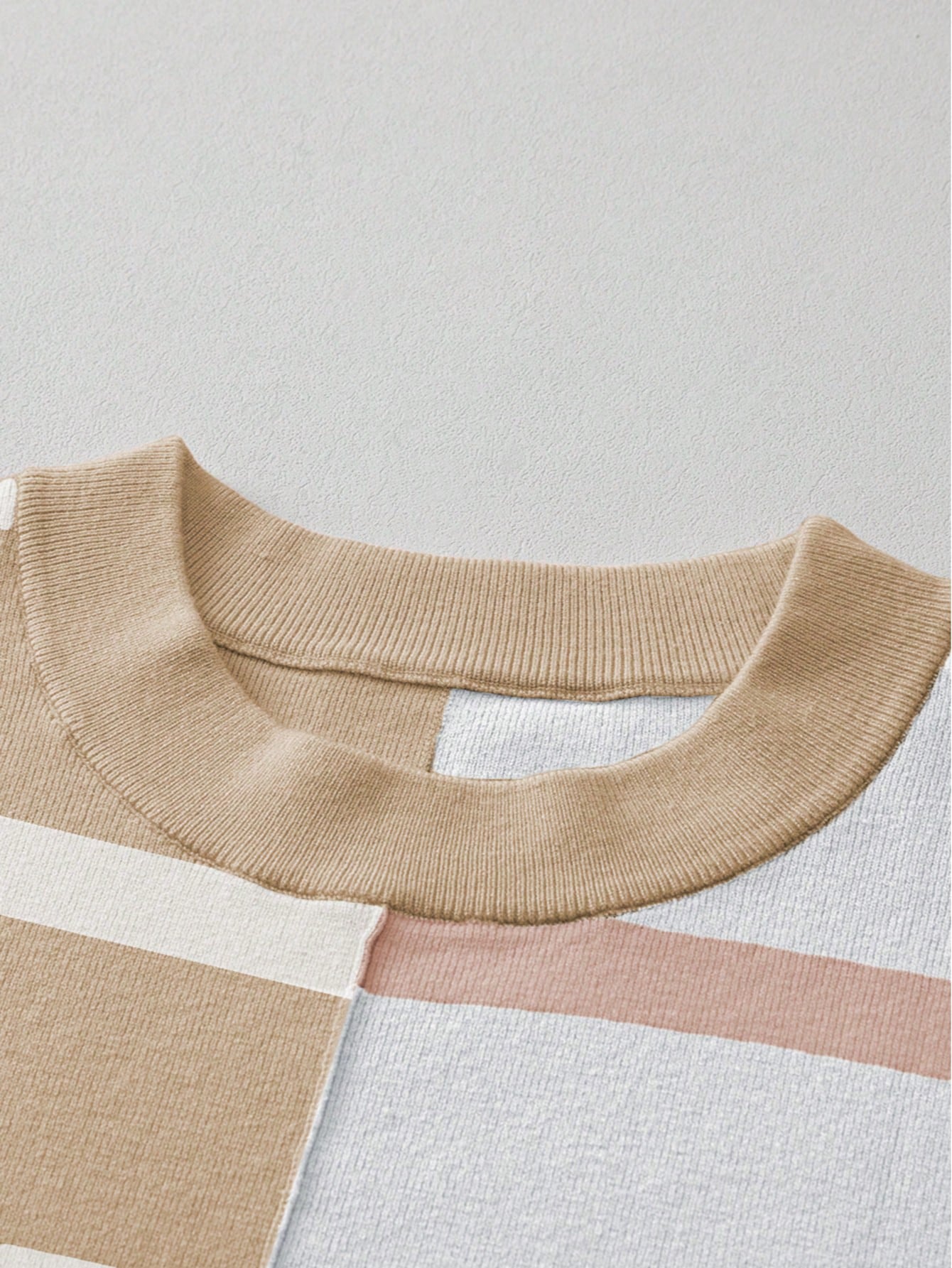Boho Retro Vintage Viscose 90's  Pink Stripe Knit  Drop Shoulder Blue  Puff Bishop Sleeve  Sweater Knit Top Pullover