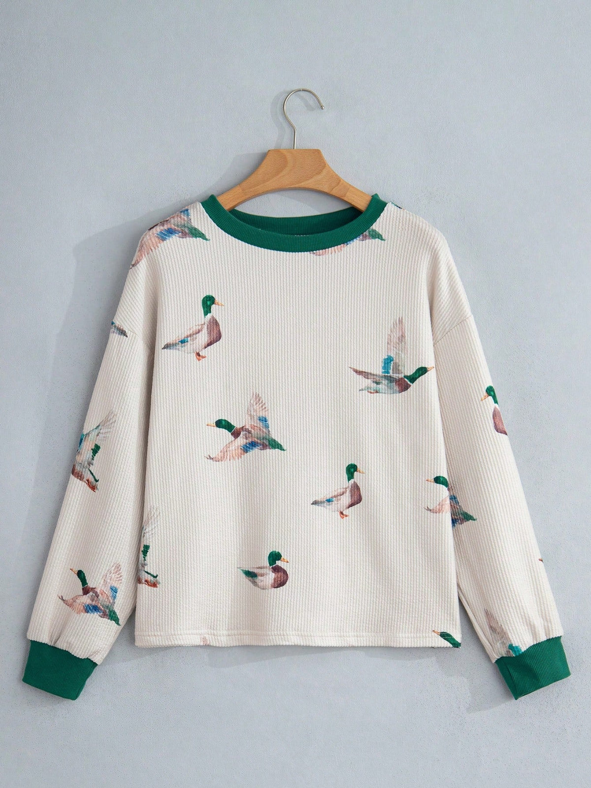 Boho Bird  Drop Shoulder Wide Southern Sweater Knit Hood Pullover Hodie