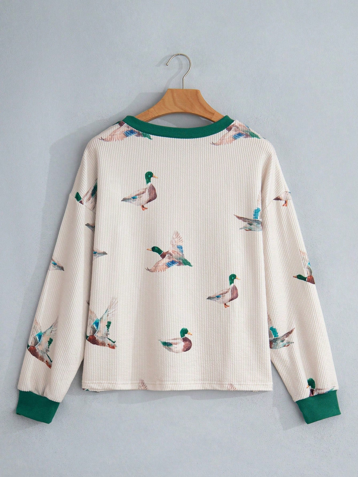 Boho Bird  Drop Shoulder Wide Southern Sweater Knit Hood Pullover Hodie