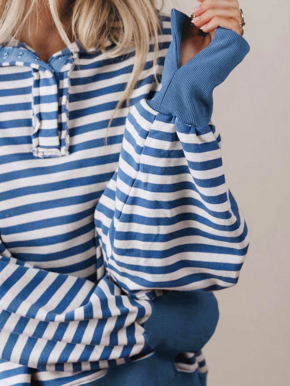 Boho Retro Cotton Drop Shoulder Over Size Stripe  Knit  Top Pull Over Sweater Sweatshirt