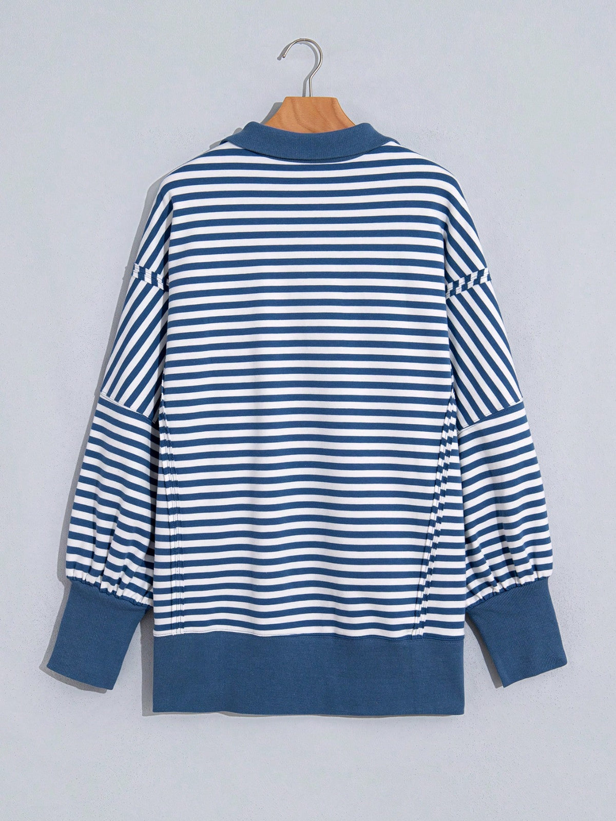Boho Retro Cotton Drop Shoulder Over Size Stripe  Knit  Top Pull Over Sweater Sweatshirt