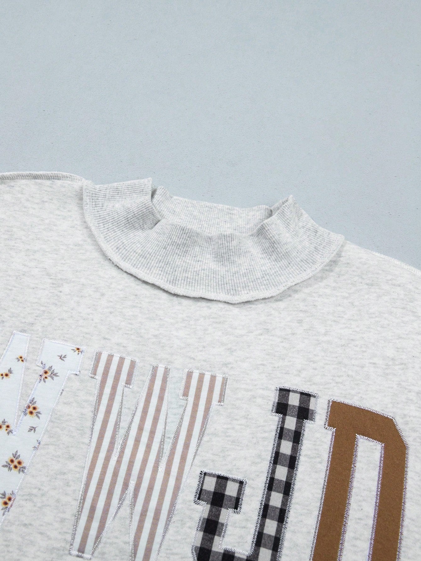 WWJD Boho Retro Mocke Neck Cotton Stand Collar  SolidLong Sleeve  Sweatshirt Pullover