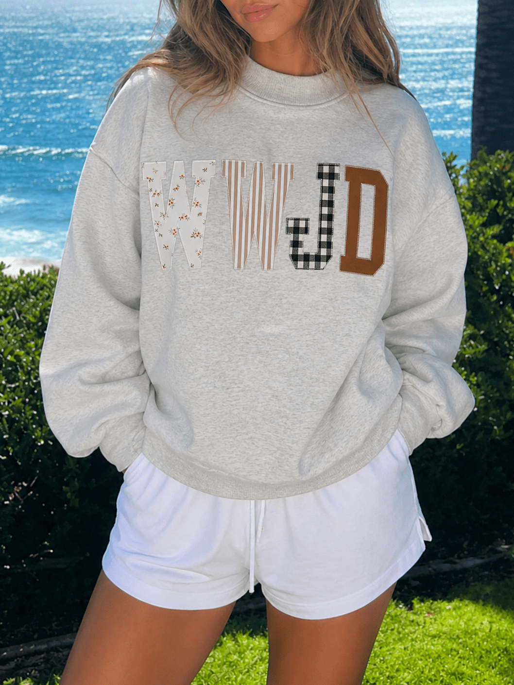 WWJD Boho Retro Mocke Neck Cotton Stand Collar  SolidLong Sleeve  Sweatshirt Pullover