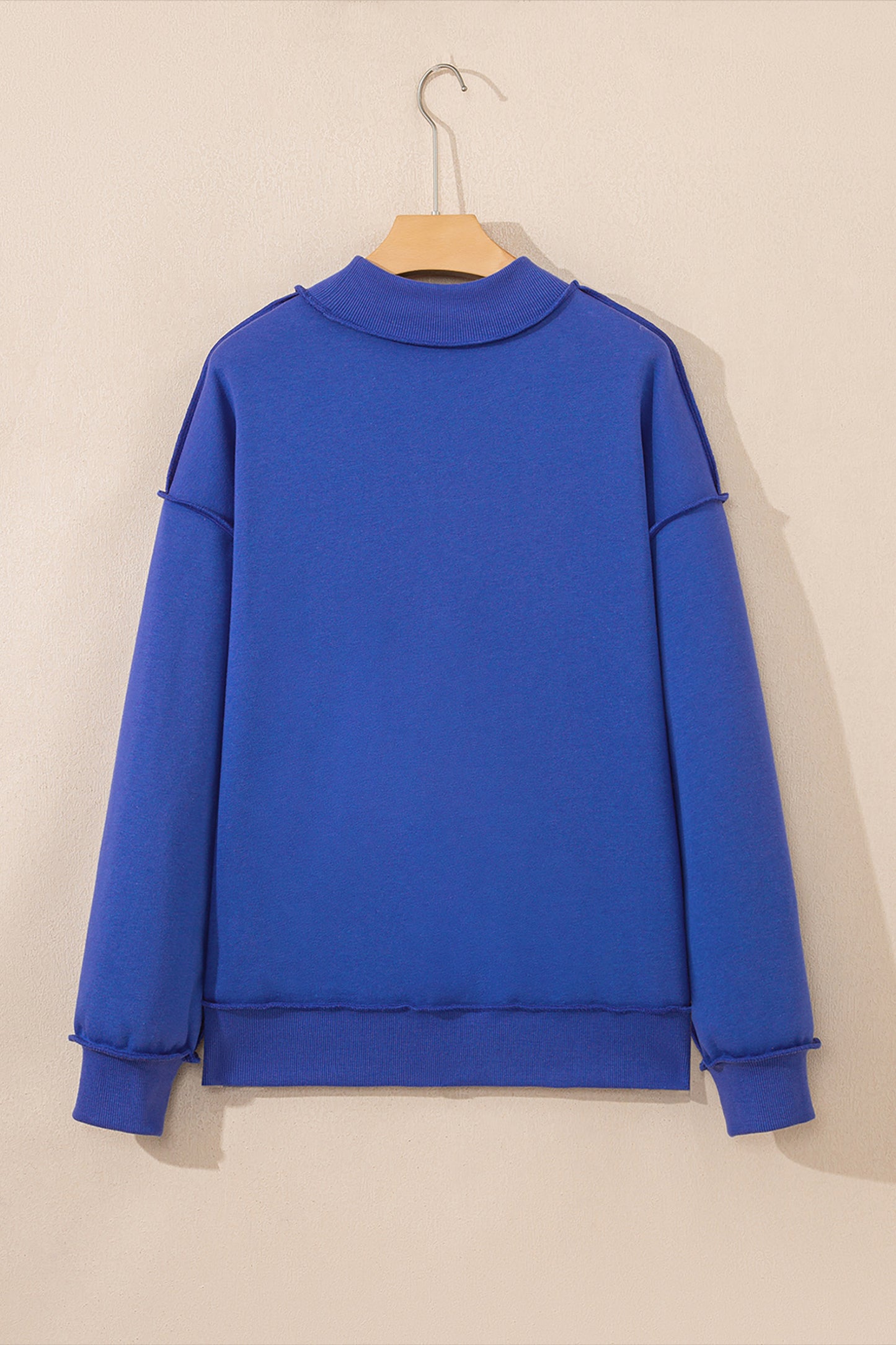 Bright Green Oversize Drop Shoulder Reversible Mock Neck Sweatshirt
