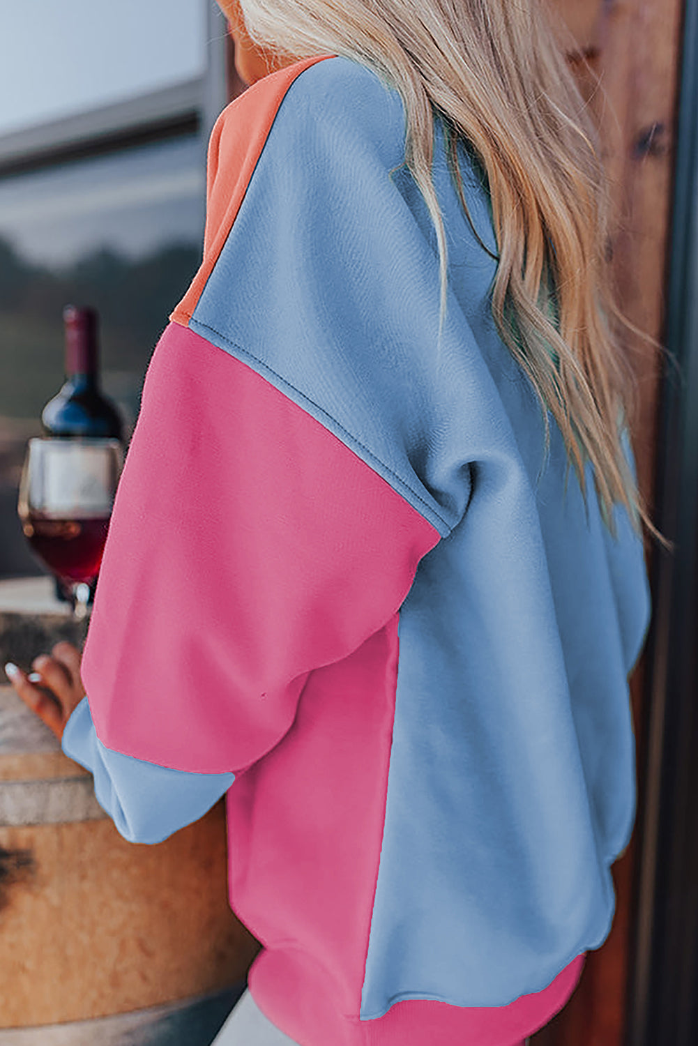 Blossom Colorblock Patchwork Drop Shoulder Sweatshirt