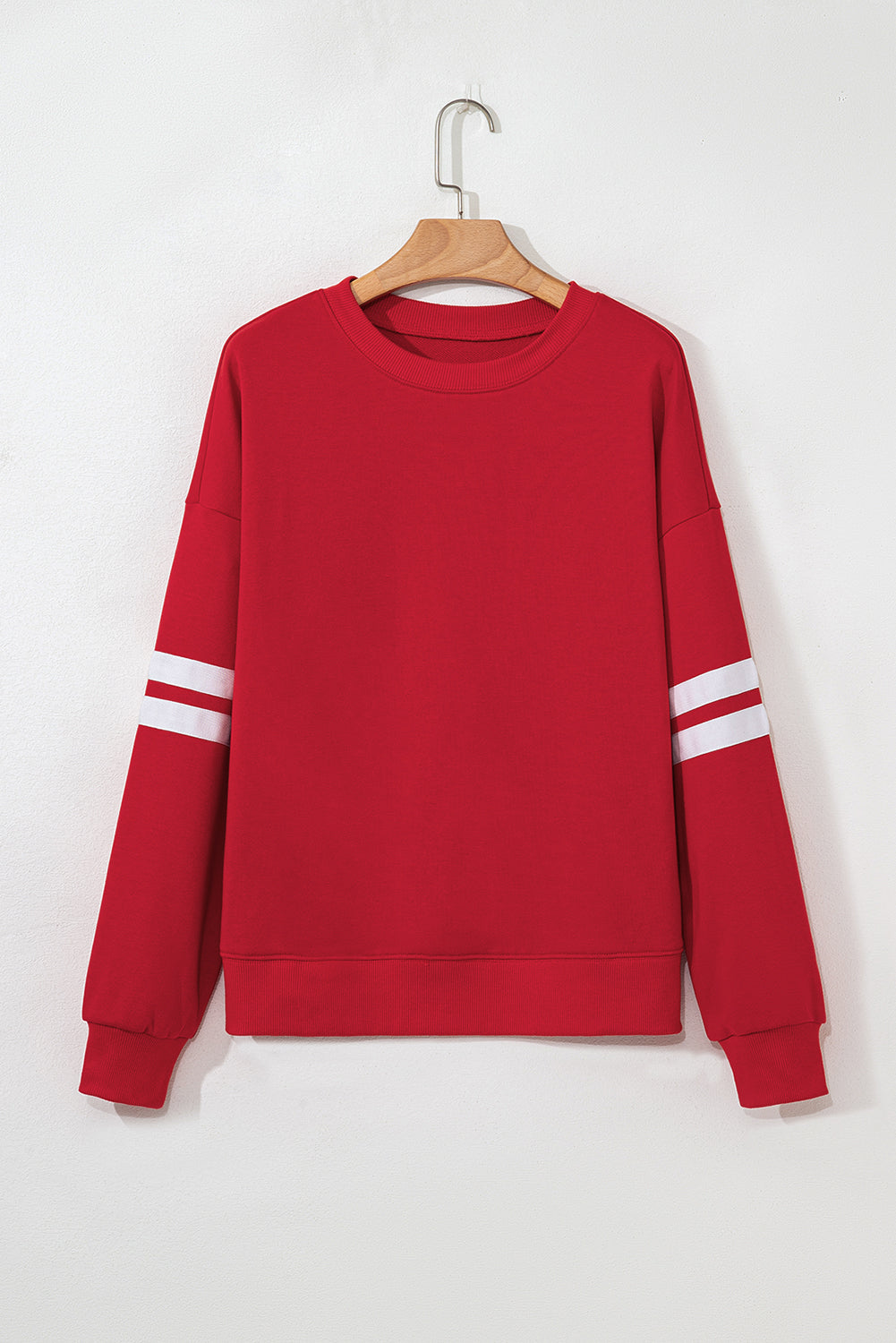 Orange Preppy Striped Sleeve Loose Sweatshirt