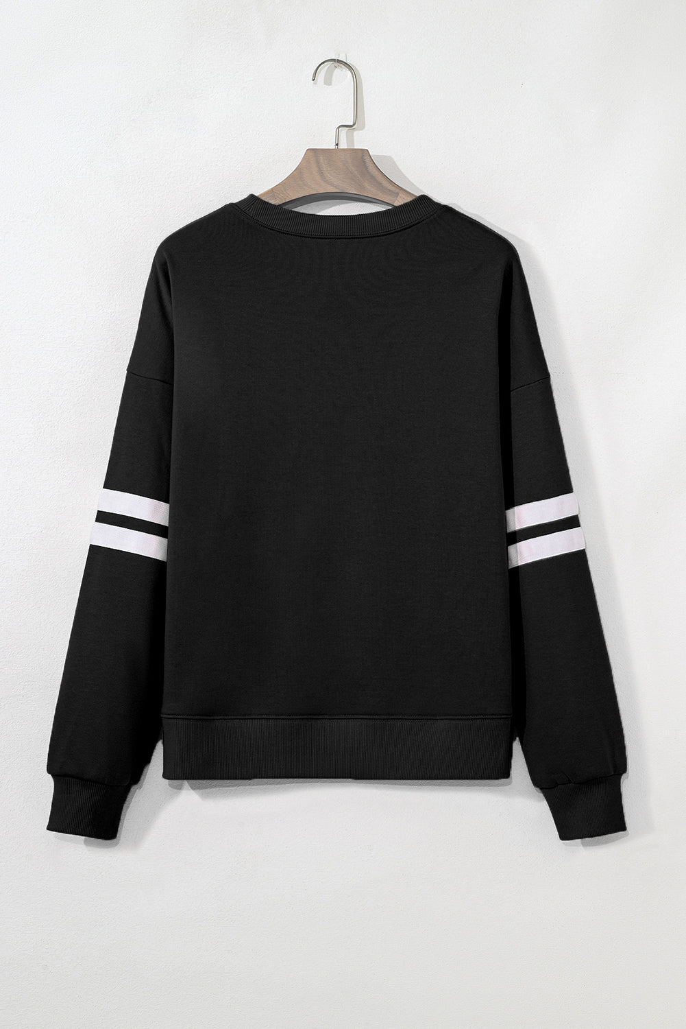 Orange Preppy Striped Sleeve Loose Sweatshirt