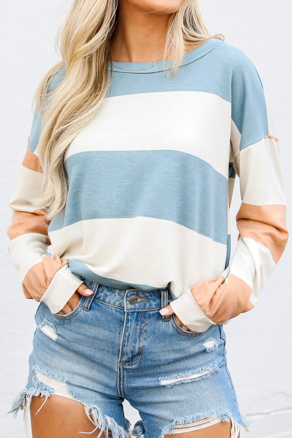 Rose Red Colorblock Drop Sleeve Top