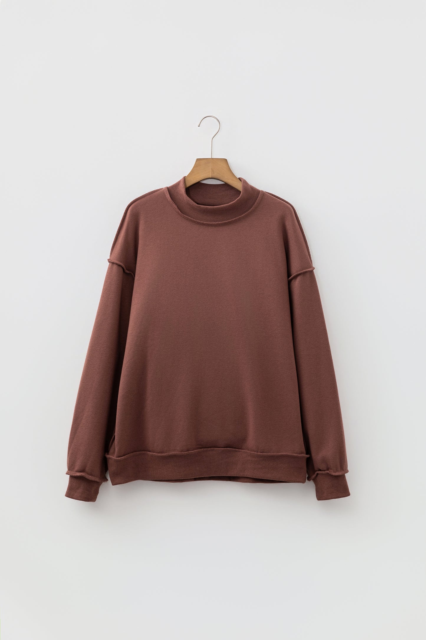 Bright Green Oversize Drop Shoulder Reversible Mock Neck Sweatshirt