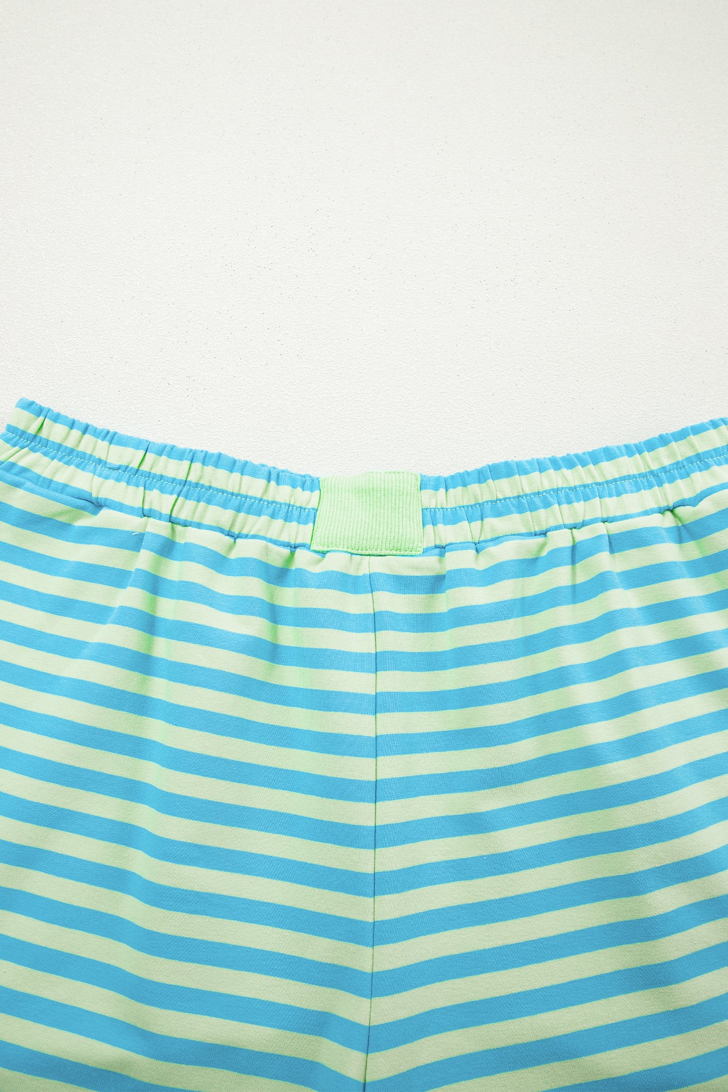 Yellow Stripe Color Block Detail Long Sleeve Pullover Elastic Waist Pull On Shorts 2pcs Set