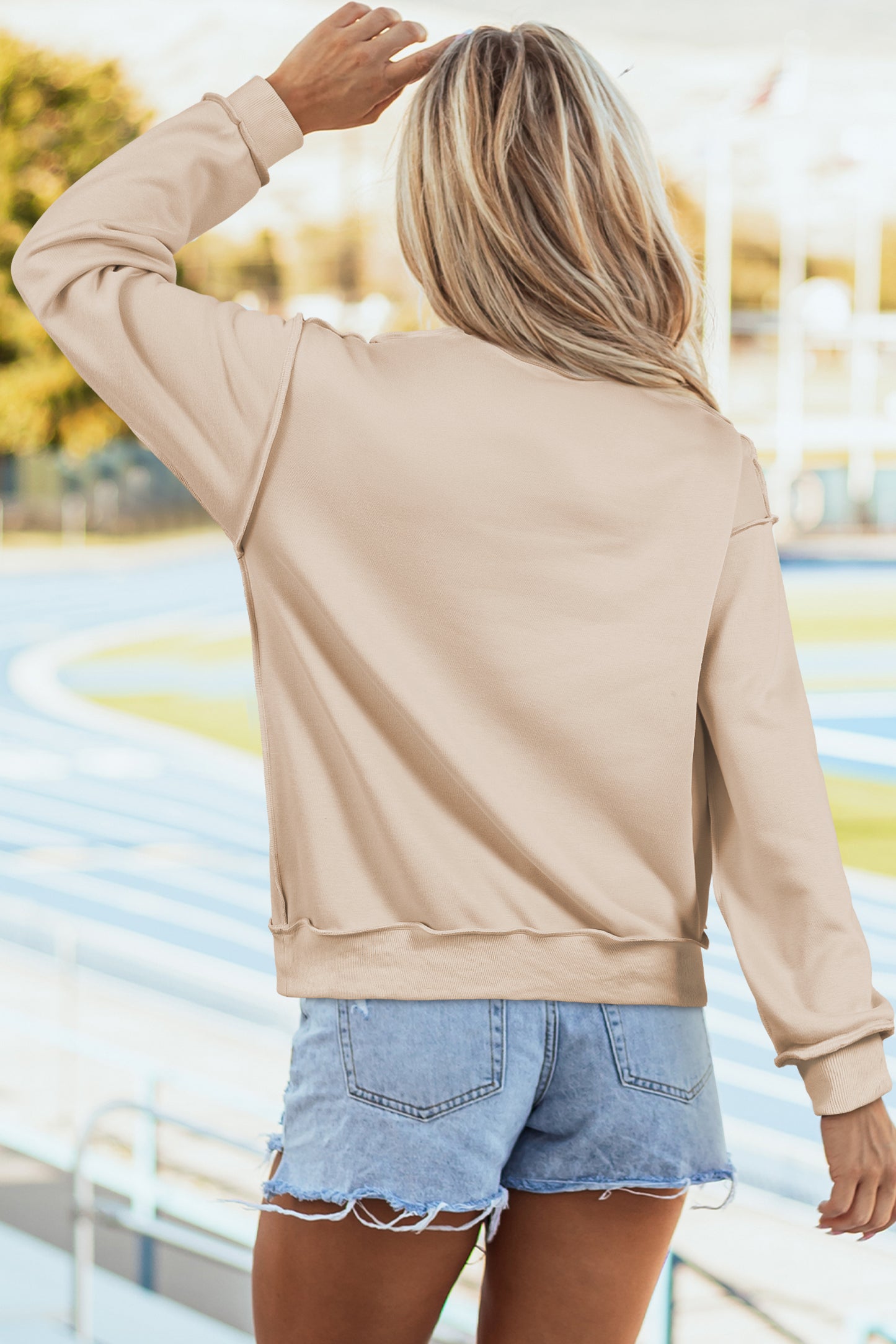 Bright Green Oversize Drop Shoulder Reversible Mock Neck Sweatshirt