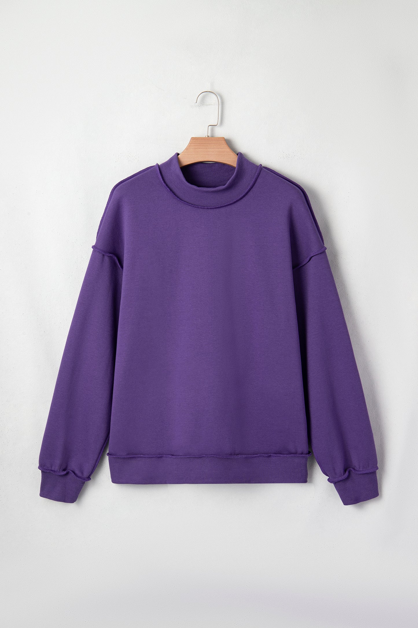 Bright Green Oversize Drop Shoulder Reversible Mock Neck Sweatshirt