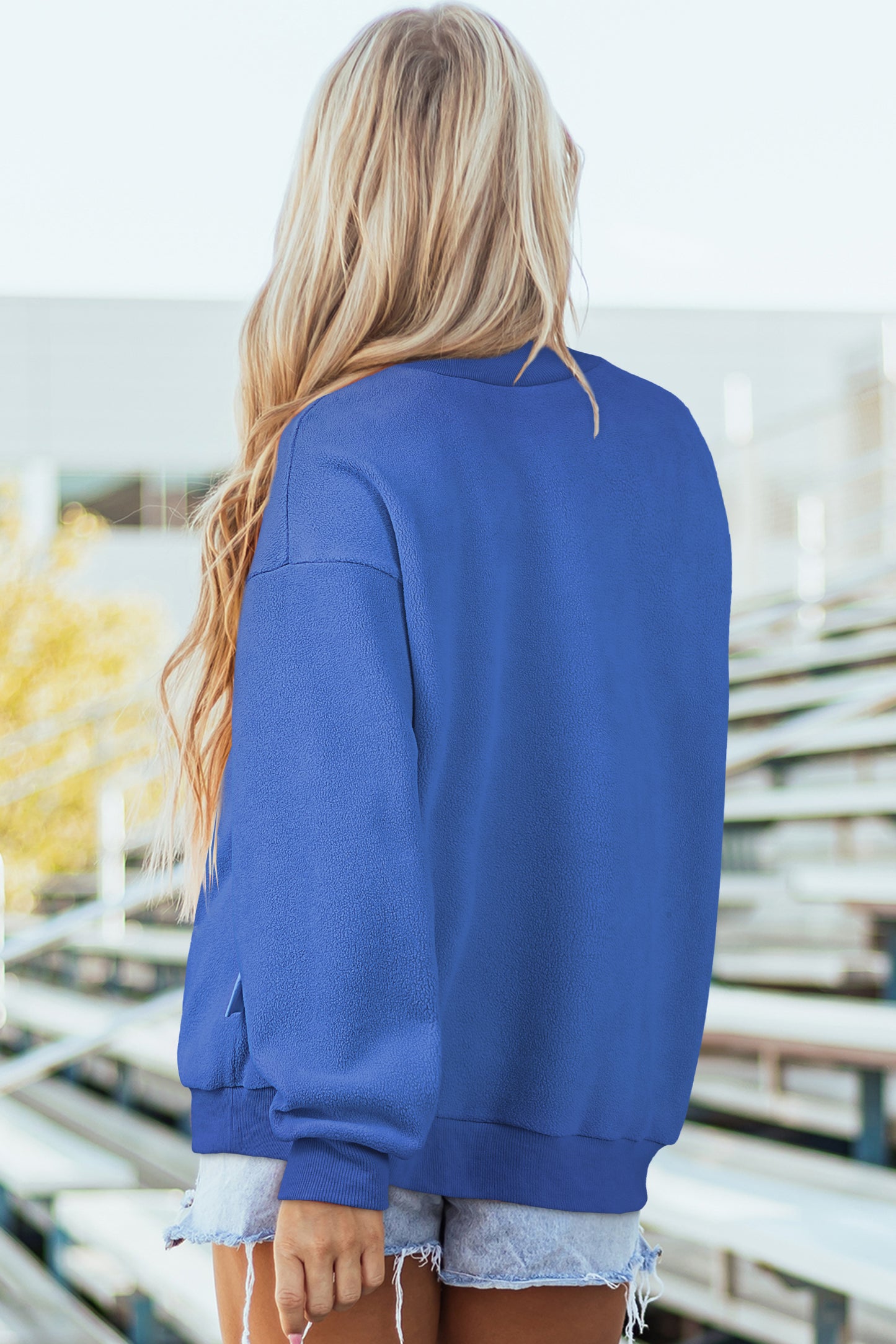Bright Green Oversize Drop Shoulder Reversible Mock Neck Sweatshirt
