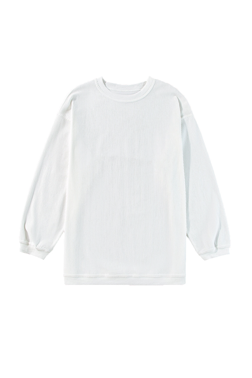 Smoke Gray Plain Drop Sleeve Crinkle Rib Oversized Sweatshirt