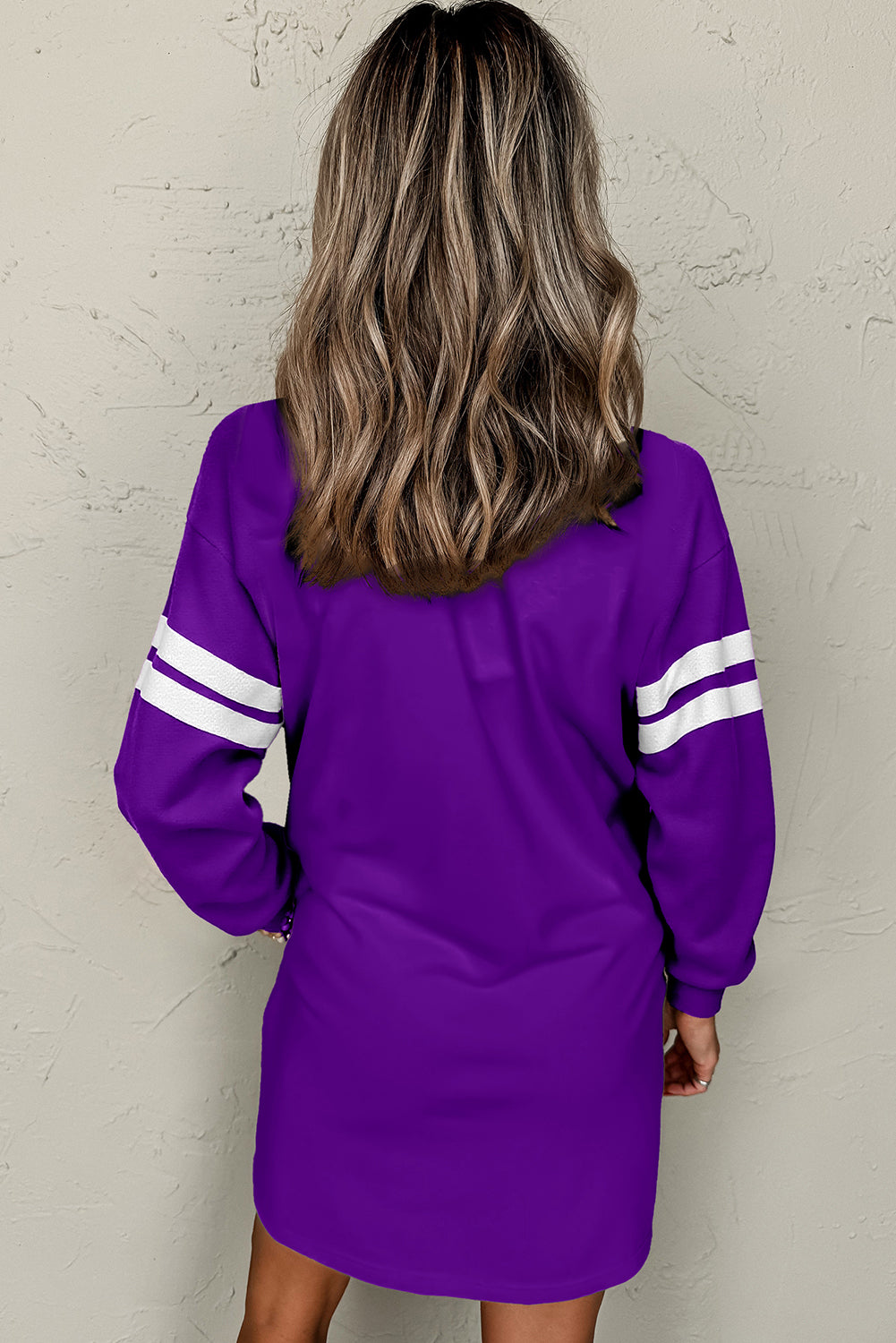 Sky Blue Preppy Striped Sleeve Loose Mini Dress