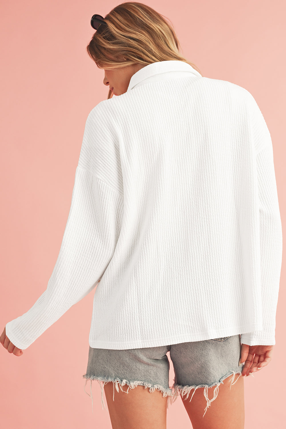 White Rib Textured Pocket Jacket