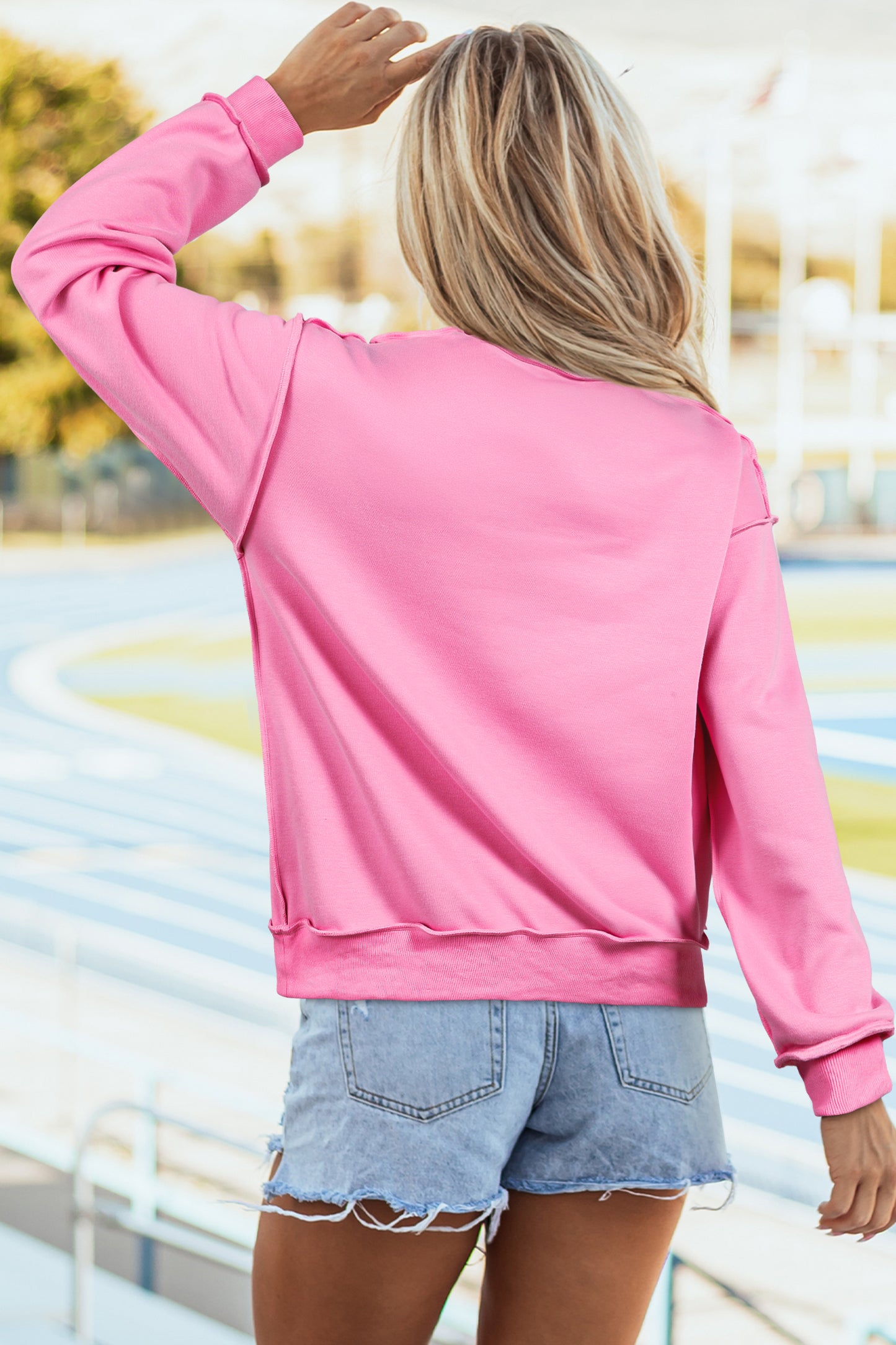 Bright Green Oversize Drop Shoulder Reversible Mock Neck Sweatshirt