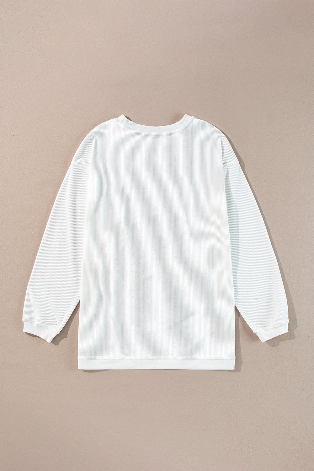 Smoke Gray Plain Drop Sleeve Crinkle Rib Oversized Sweatshirt