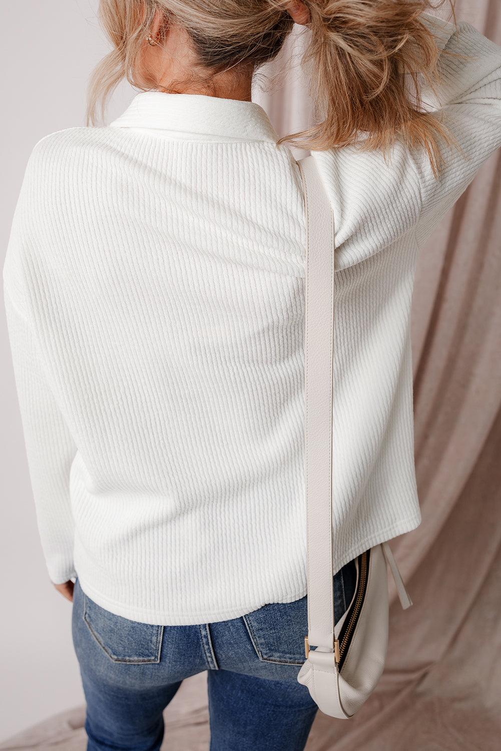 White Rib Textured Pocket Jacket