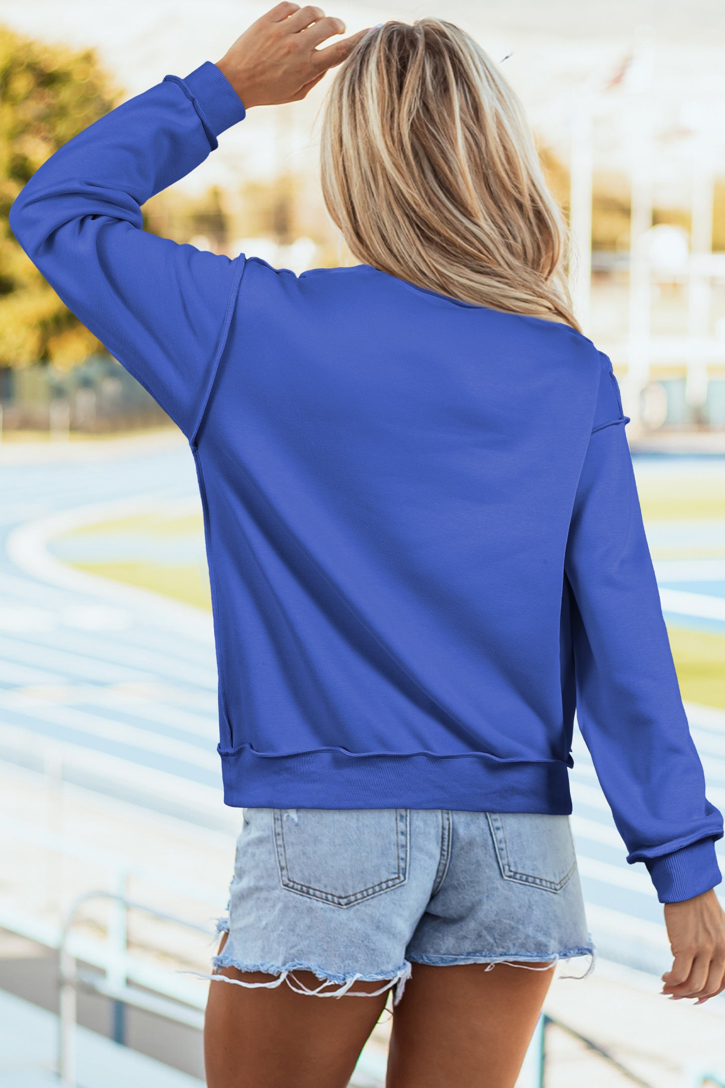 Bright Green Oversize Drop Shoulder Reversible Mock Neck Sweatshirt