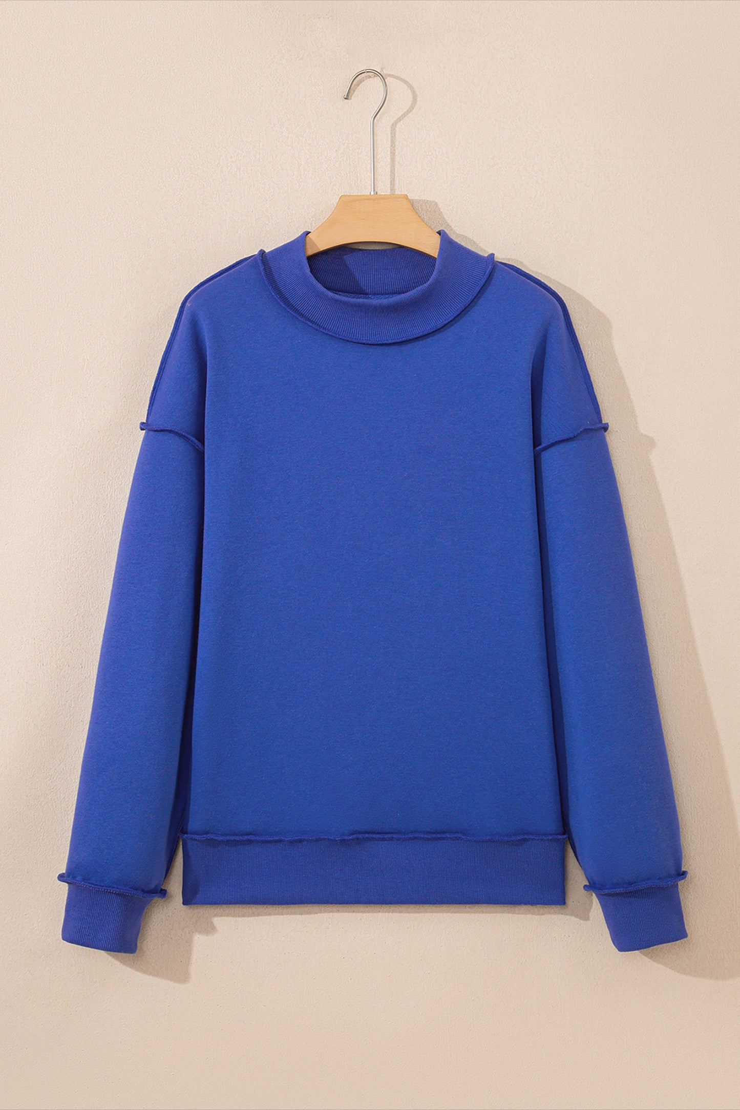 Bright Green Oversize Drop Shoulder Reversible Mock Neck Sweatshirt