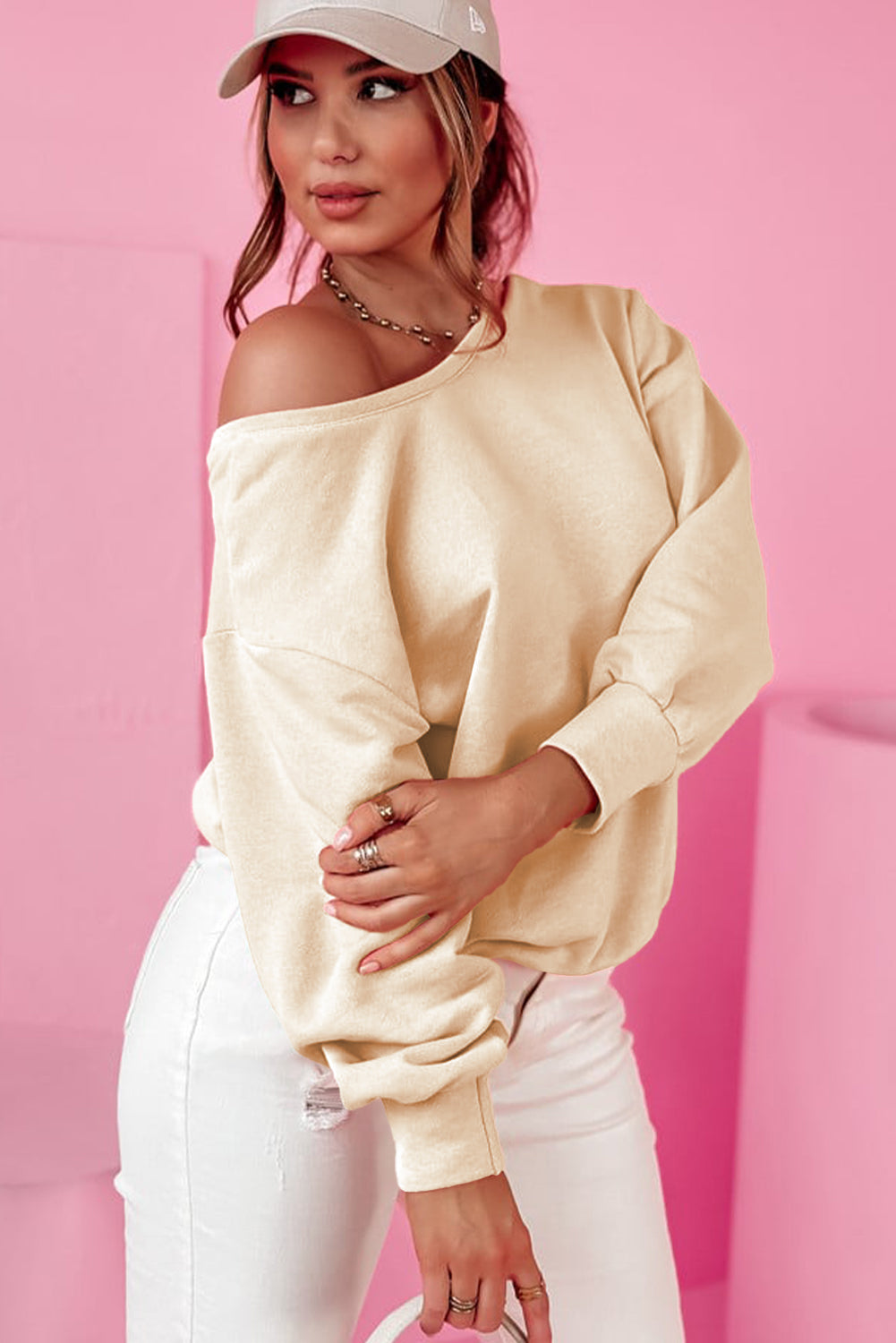 Pale Chestnut Bowknot Dewback Round Neck Sweatshirt