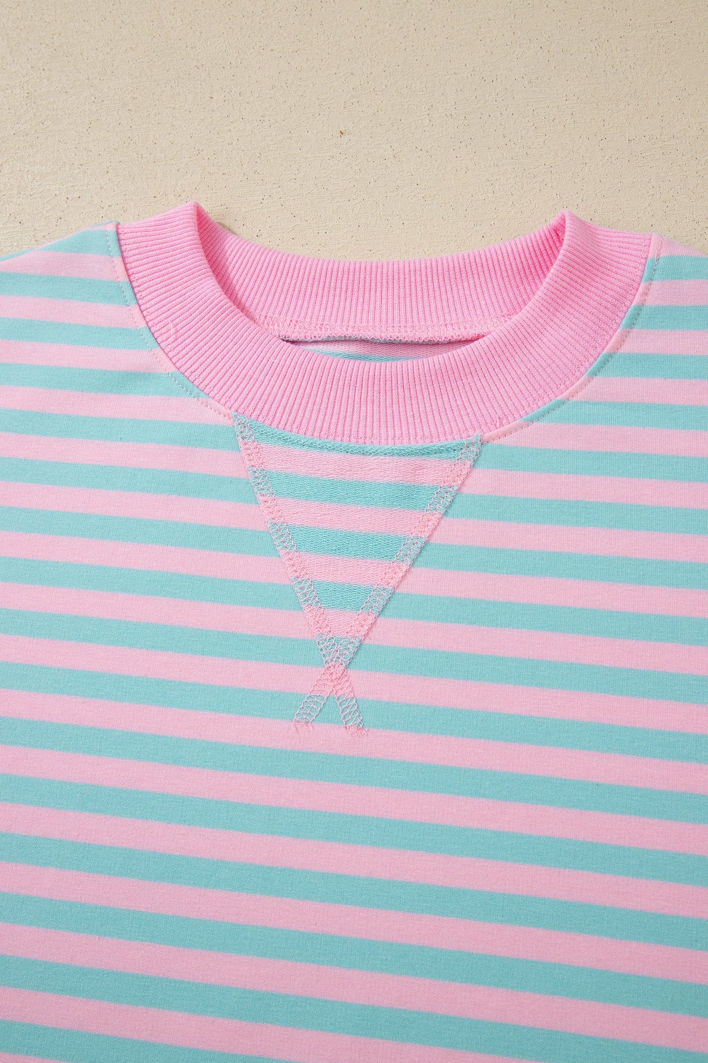 Yellow Stripe Color Block Detail Long Sleeve Pullover Elastic Waist Pull On Shorts 2pcs Set