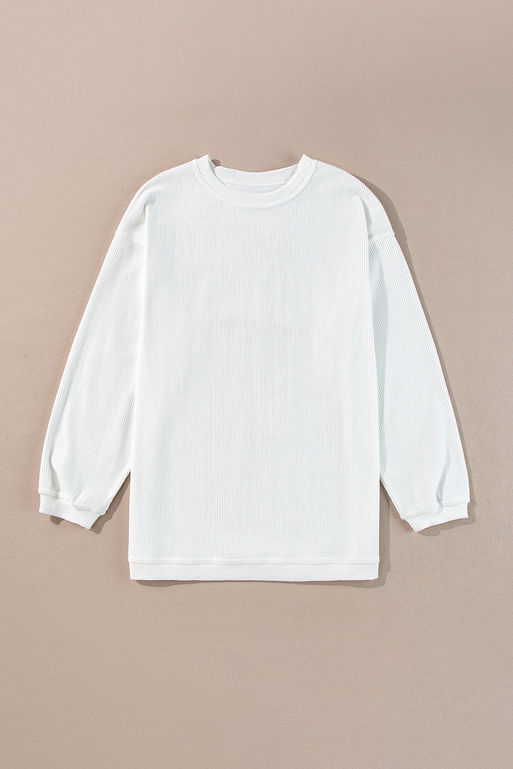 Smoke Gray Plain Drop Sleeve Crinkle Rib Oversized Sweatshirt