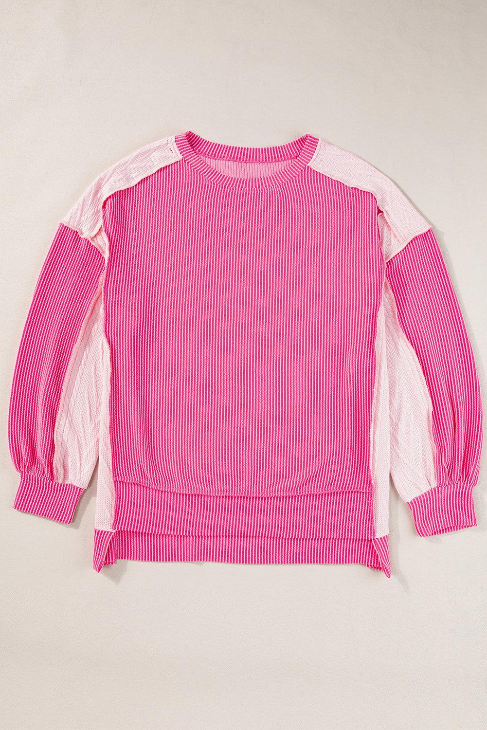 Bonbon Rib Colorblock Patchwork Sweatshirt