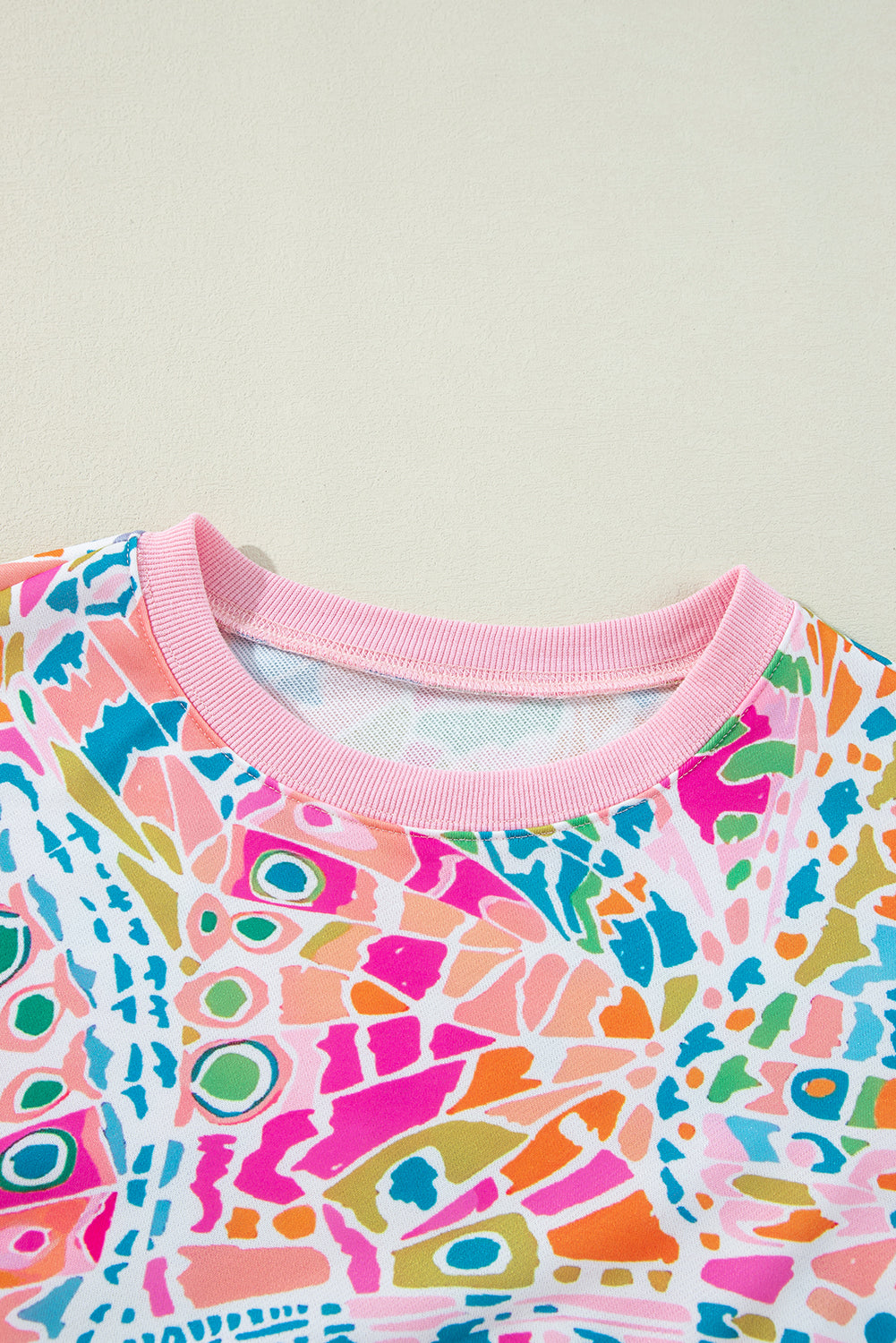 Pink Abstract Print Drop Shoulder Sweatshirt