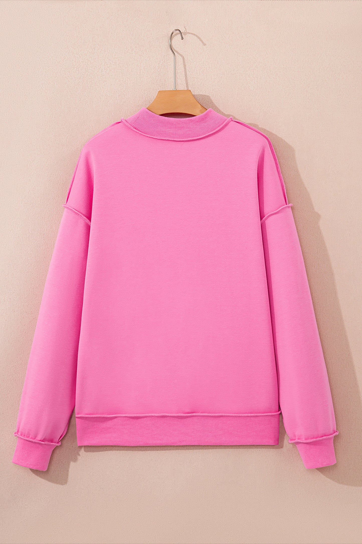 Bright Green Oversize Drop Shoulder Reversible Mock Neck Sweatshirt