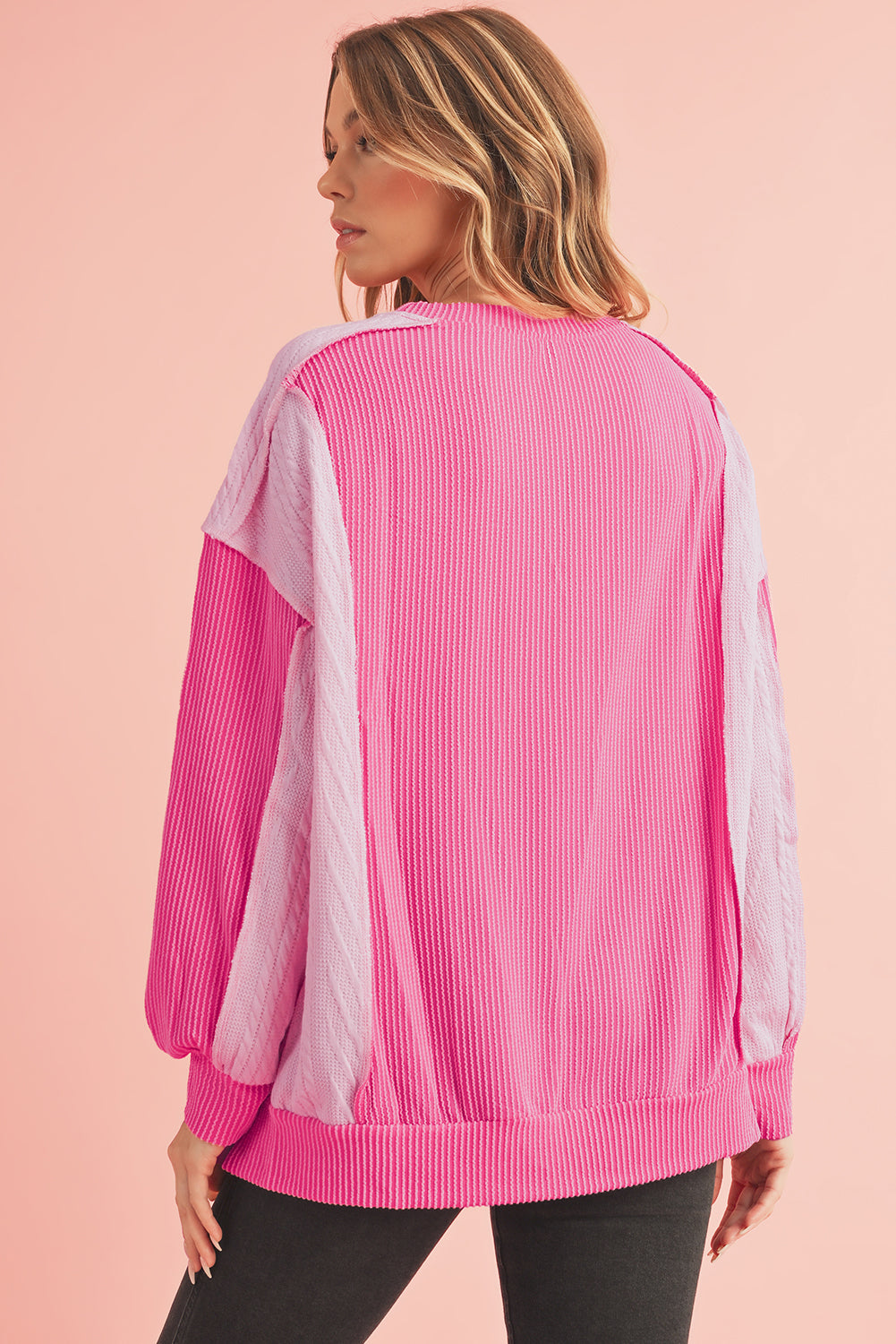 Bonbon Rib Colorblock Patchwork Sweatshirt