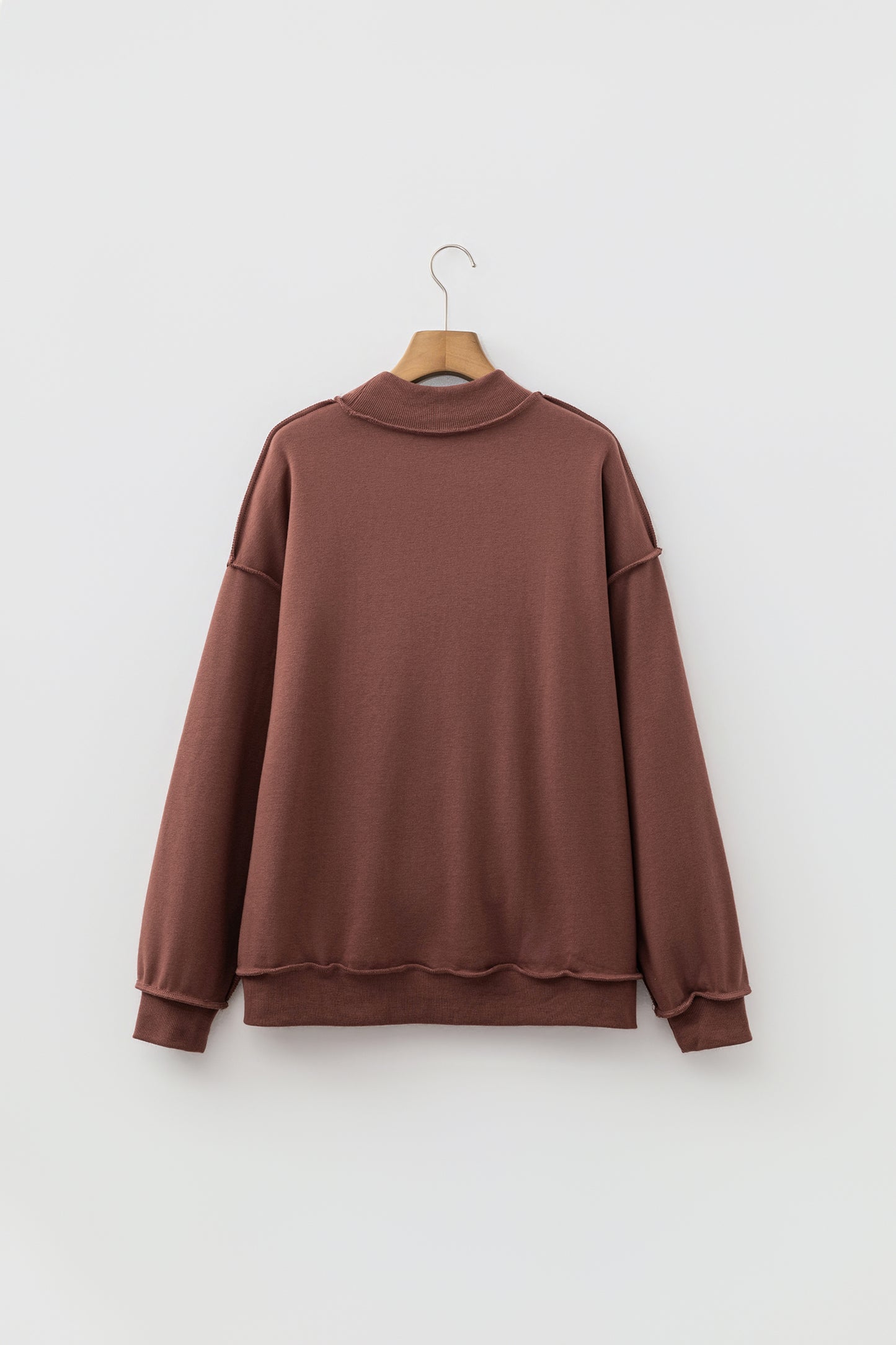 Bright Green Oversize Drop Shoulder Reversible Mock Neck Sweatshirt