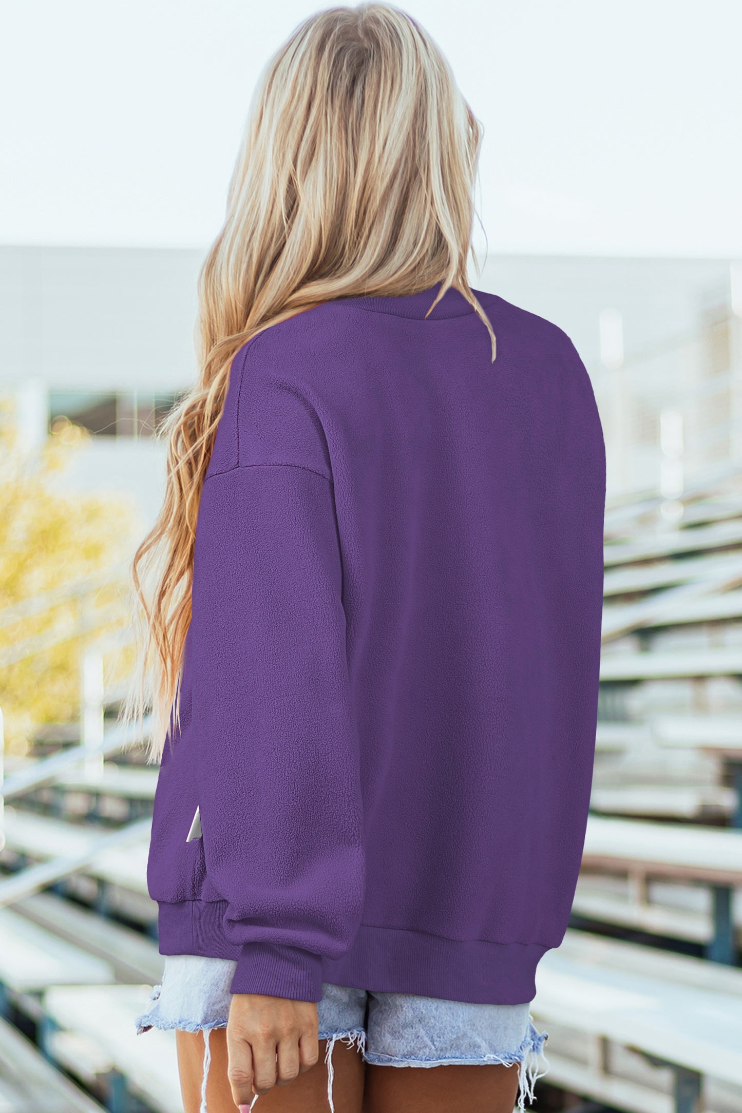 Bright Green Oversize Drop Shoulder Reversible Mock Neck Sweatshirt