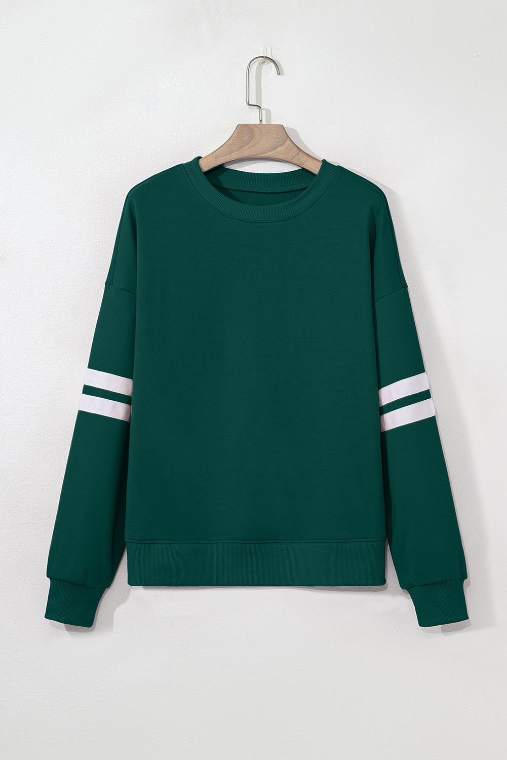 Orange Preppy Striped Sleeve Loose Sweatshirt