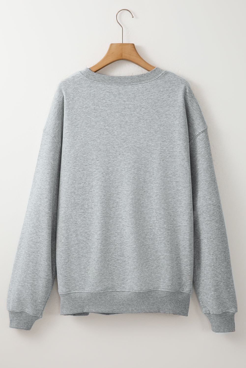 White Solid Loose Crew Neck Fleece Sweatshirt