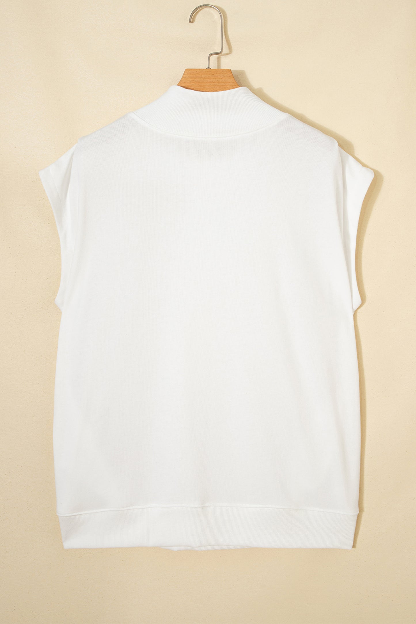 Yellow Solid Color High Neck Cap Sleeve Loose Top