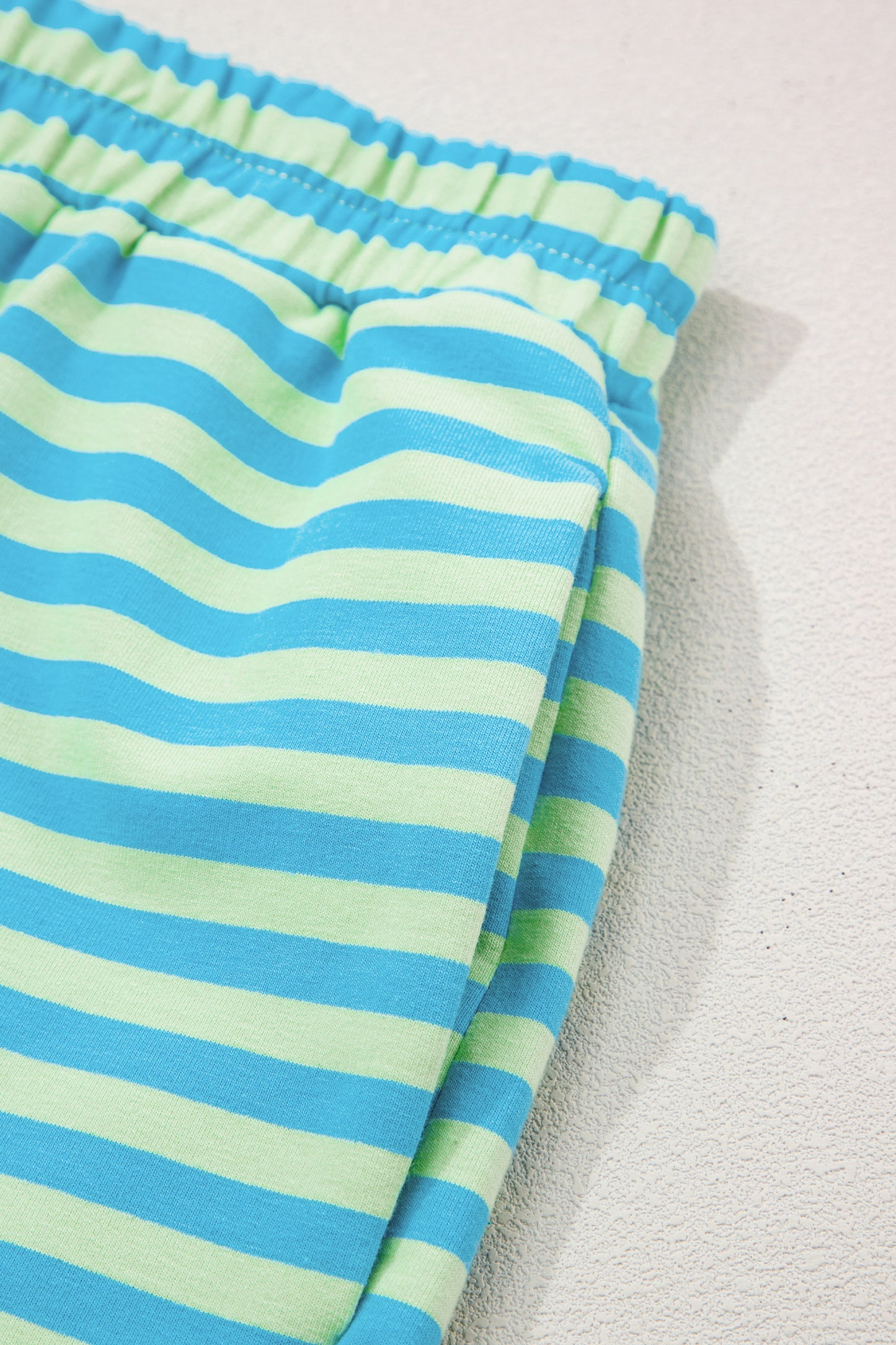 Yellow Stripe Color Block Detail Long Sleeve Pullover Elastic Waist Pull On Shorts 2pcs Set