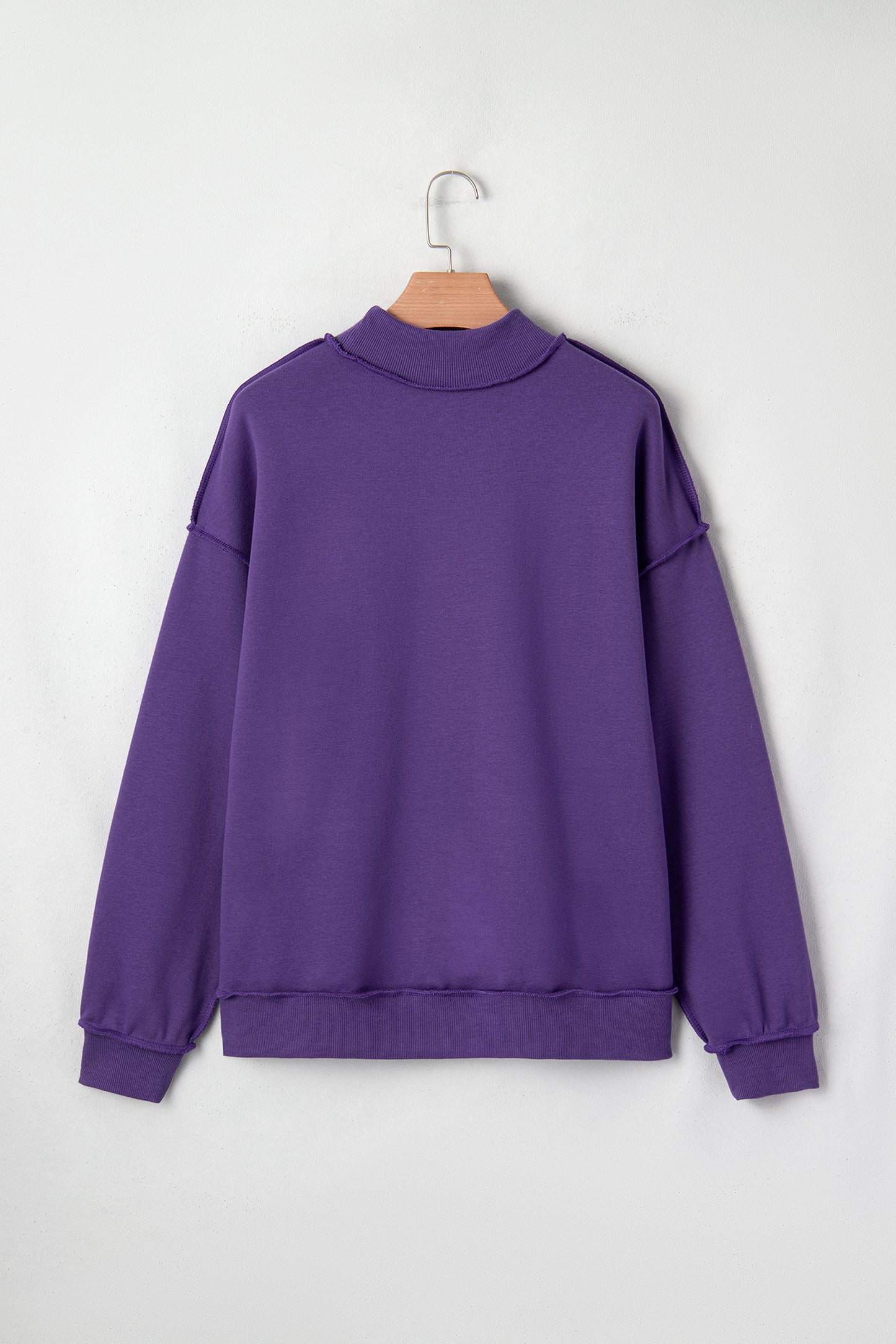 Bright Green Oversize Drop Shoulder Reversible Mock Neck Sweatshirt