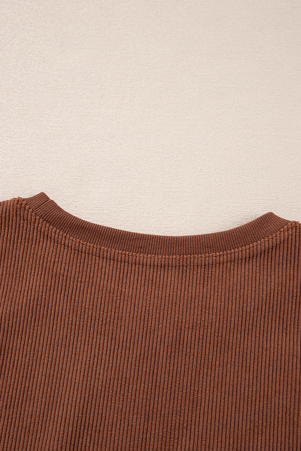 Smoke Gray Plain Drop Sleeve Crinkle Rib Oversized Sweatshirt