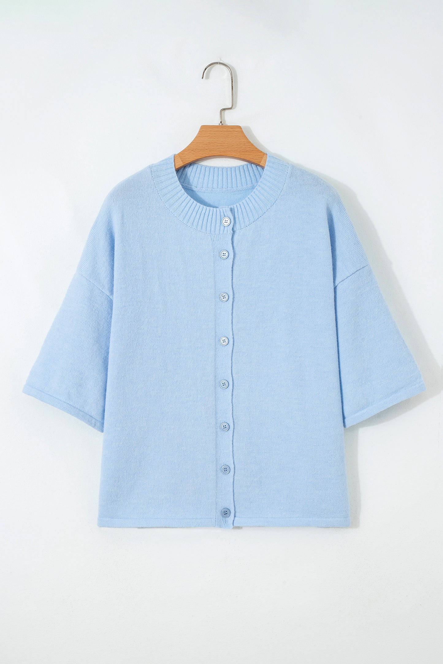 Lavendula 3/4 Sleeve Boxy Knit Button Down Sweater Cardigan