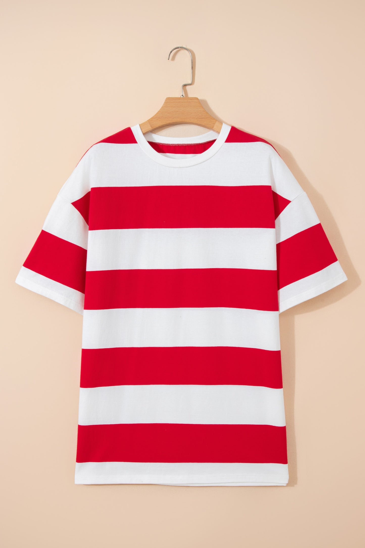 Bright Pink Striped Color Block Oversize Tunic Tee